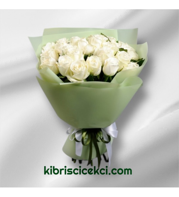 25 Beyaz Gül Buketi